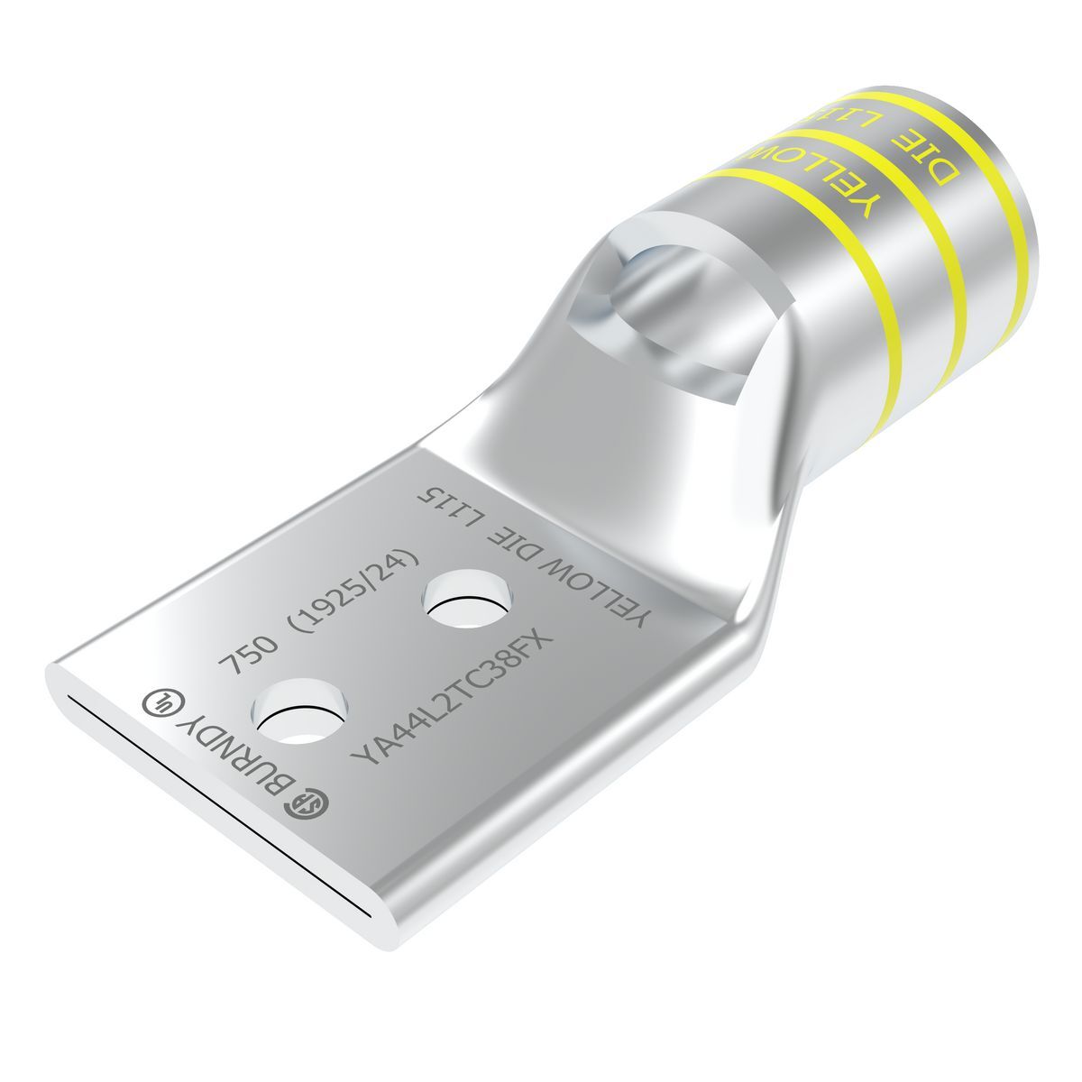 YA44L2TC38FX YA-L-2TC-FX 2-Hole Compression Lug With Inspection Window, 777.7 kcmil Flexible/Stranded Copper Conductor, Die Code: L115, 3/8 in Stud, Copper