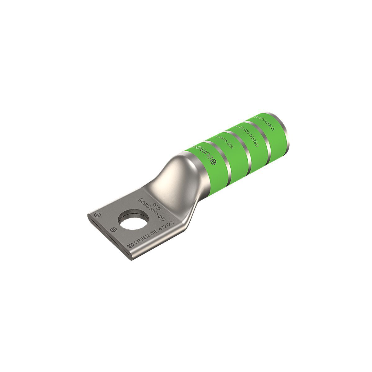 YA36N YA Series 1-Hole Uninsulated Compression Lug, 600 kcmil Stranded Copper Conductor, Die Code: 22/472, 1/2 in Stud, Tin Plated Copper