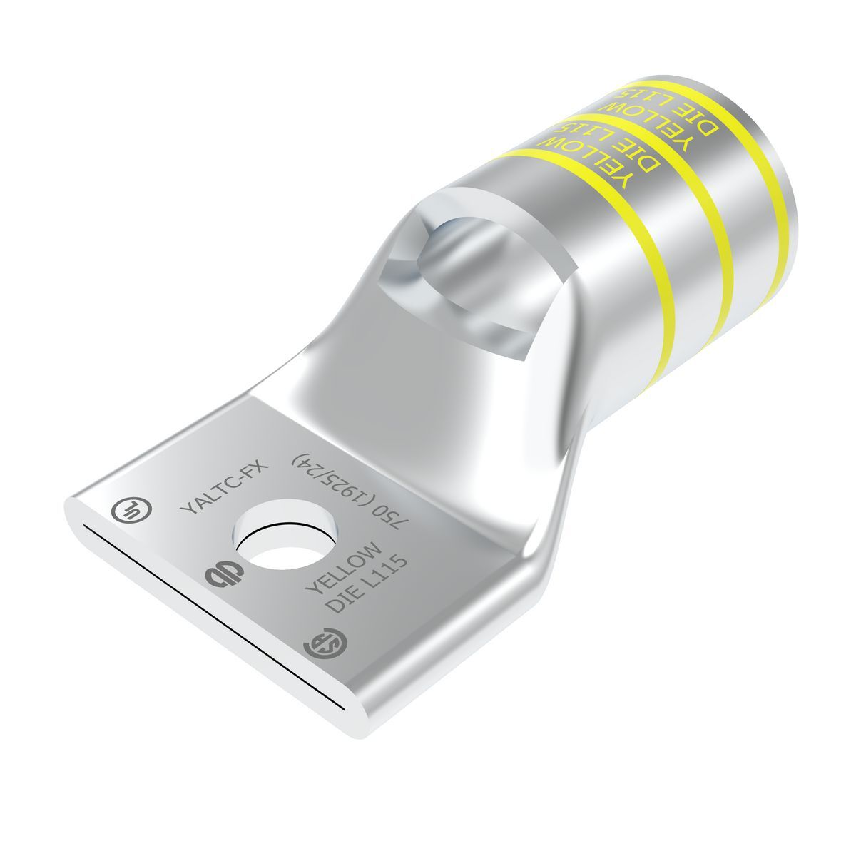 YA44LTC12FX YA-L-FX 1-Hole Compression Lug With Inspection Window, 777.7 kcmil Flexible Aluminum/Copper Conductor, Die Code: L115, 1/2 in Stud, Copper