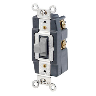 1256-GY Extra Heavy Duty Toggle Switch, 120/277 V AC, 15 A, 1/2, 2 hp Power Rating, SPDT Contact