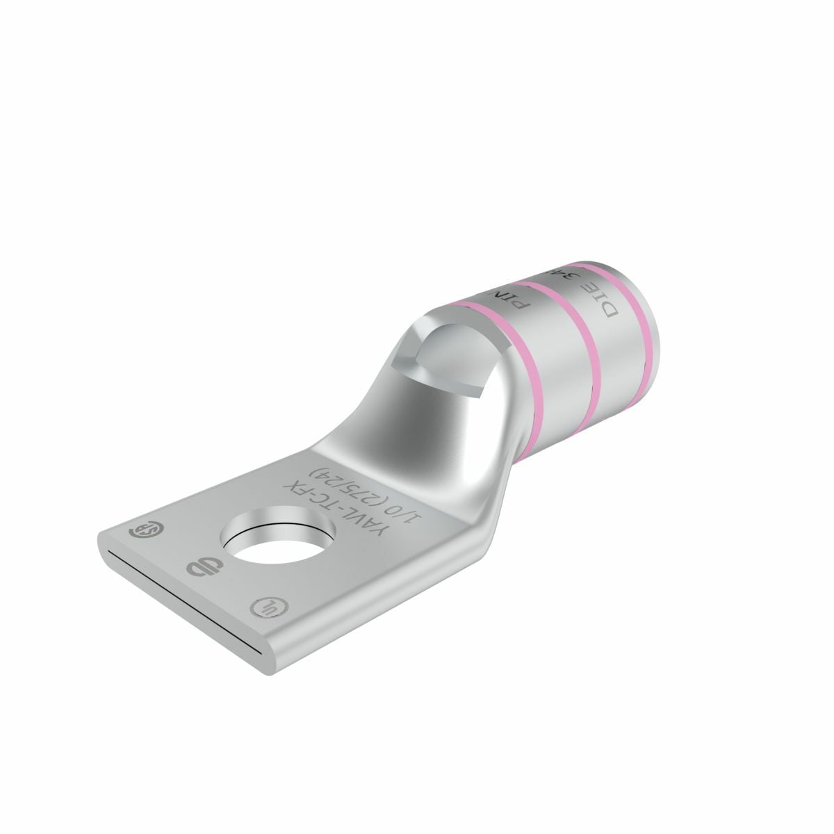YAV25LTC516FX YAV-L-FX 1-Hole Compression Lug With Inspection Window, 1/0 AWG Flexible/Stranded Copper Conductor, Die Code: 12, 5/16 in Stud, Copper