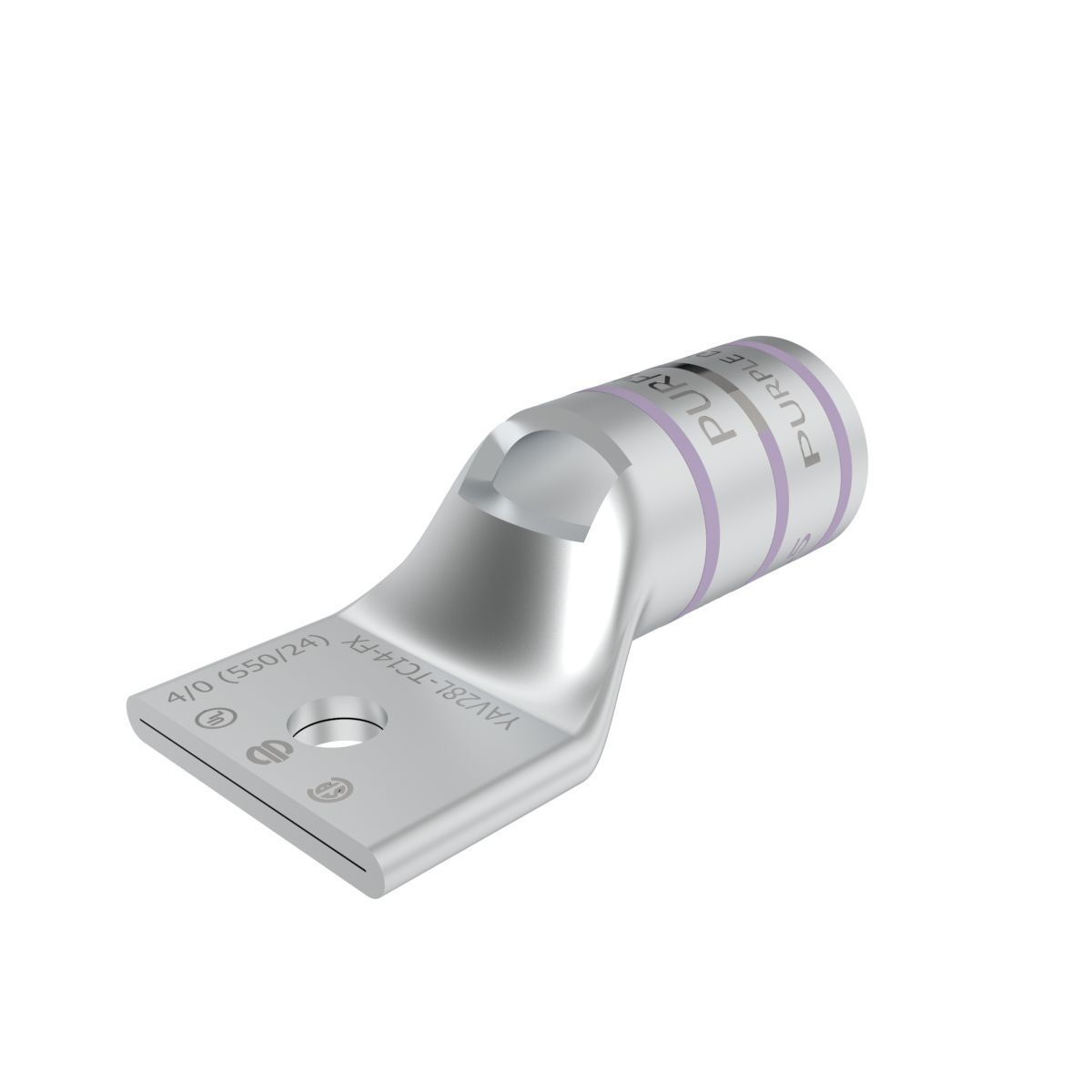 YAV28LTC14FX YAV-L-FX 1-Hole Compression Lug With Inspection Window, 4/0 AWG Flexible/Stranded Copper Conductor, Die Code: 15, 1/4 in Stud, Copper