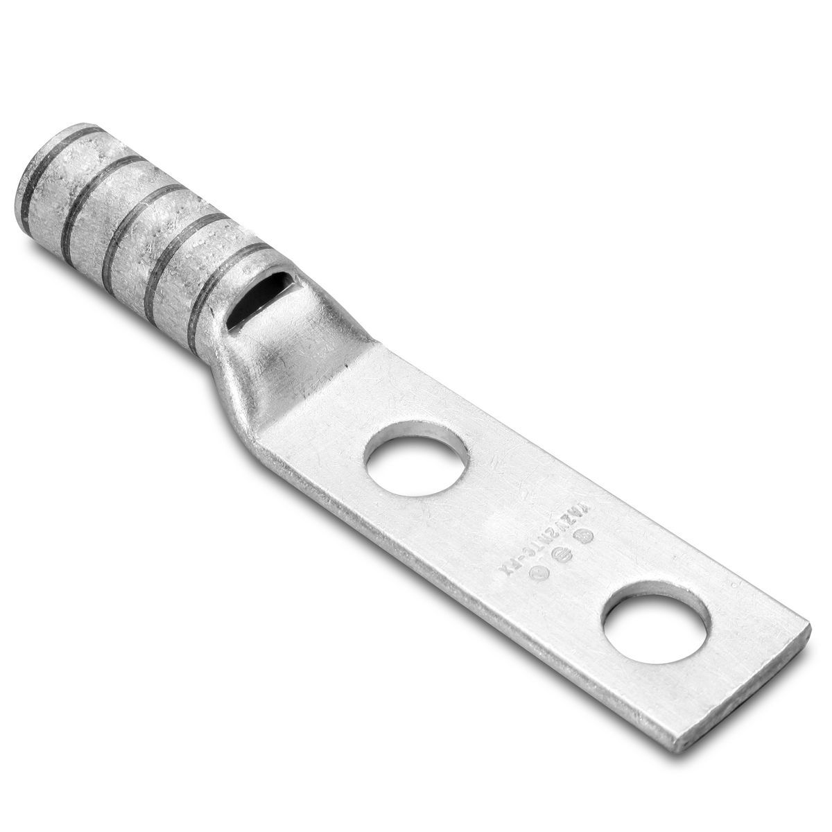 YAV2CL2TC38FX YAV-L-2TC-FX 2-Hole Compression Lug With Inspection Window, 2 AWG Flexible/Solid/Stranded Copper Conductor, Die Code: 10, 3/8 in Stud, Copper