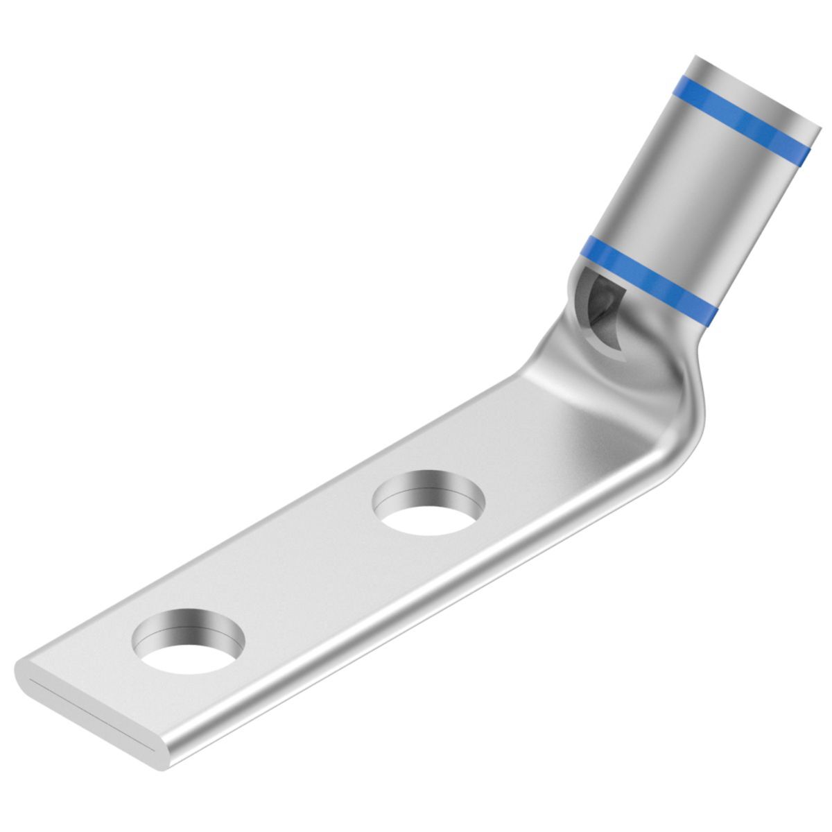YAV6CL2TC14FX45 YAV-L-2TC-FX 2-Hole Compression Terminal With Inspection Window, 6 AWG Flexible/Solid/Stranded Copper Conductor, Die Code: 7, 1/4 in Stud, Copper