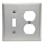 84005-40 Standard Size Combination Wall Plate, 2 Gangs, 4.56 in W x 4.5 in H, 302 Stainless Steel