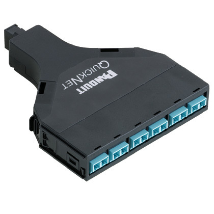 FQXN-12-10AS QuickNet SFQ Method A Fiber Optic Cassette, Duplex Adapter, LC Duplex End A, MPO Plug End B, 12 OM3 Multi-Mode Fiber