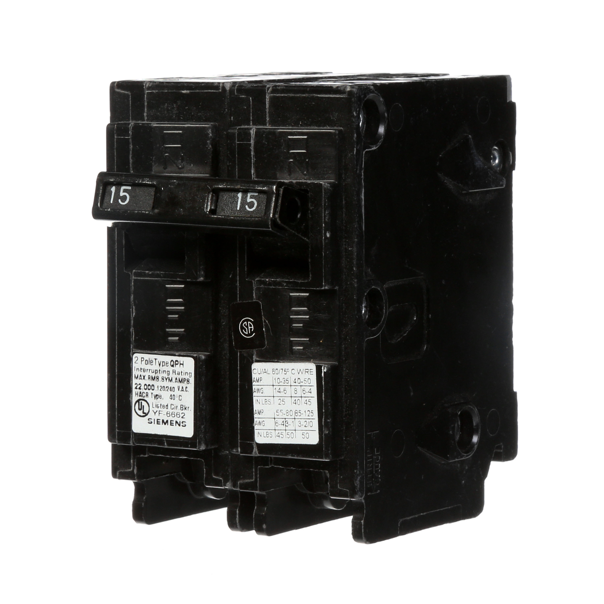 Q215 Type QP/MP Molded Case Circuit Breaker With Insta Wire, 120/240 V AC, 15 A, 10 kA Interrupt, 2 Poles, Thermal Magnetic Trip