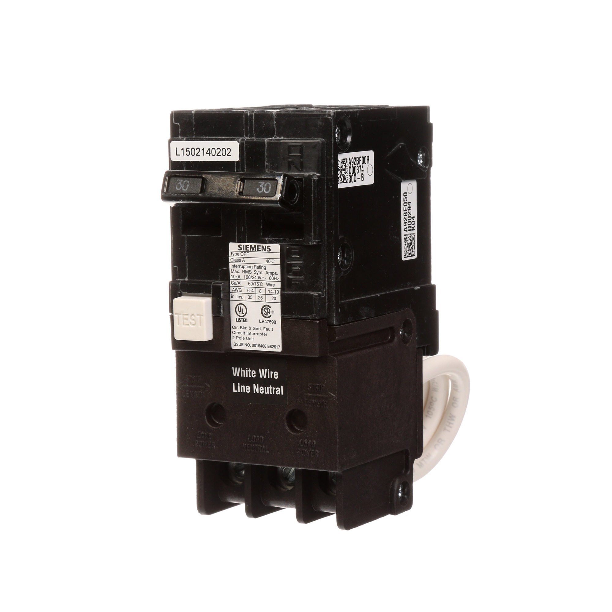 QF230 SpeedFax Circuit Breaker, 120/240 VAC, 30 A, 10 kA Interrupt, 2 Poles, Thermal Magnetic Trip