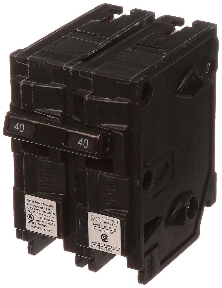 Q240 Type QP/MP Molded Case Circuit Breaker With INSTA-WIRE, 120/240 V AC, 40 A, 10 kA Interrupt, 2 Poles, Thermal Magnetic Trip