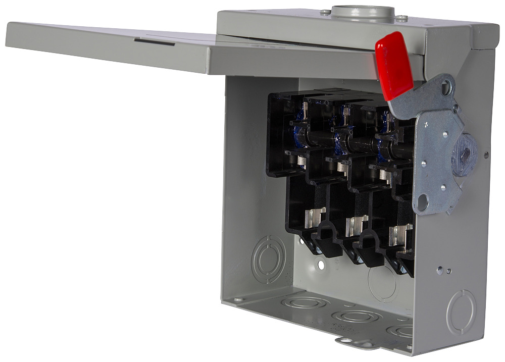 GF323NR Type VBII Enclosed Fusible General Duty Low Voltage Single Throw Safety Switch With Neutral, 240 V AC, 100 A, 7-1/2 hp, 20 hp, 3PST Contact, 3 Poles