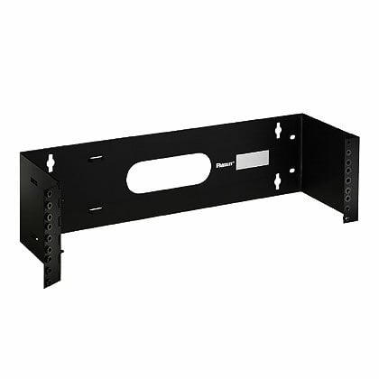 WBH3 Hinged Wall Mount Bracket, For Use With 3 RU Rack and Cabinet, 3 RU, 12 to 24 Screw, Threaded Mounting Bolt, 30 lb Static Load Capacity, Steel, Black