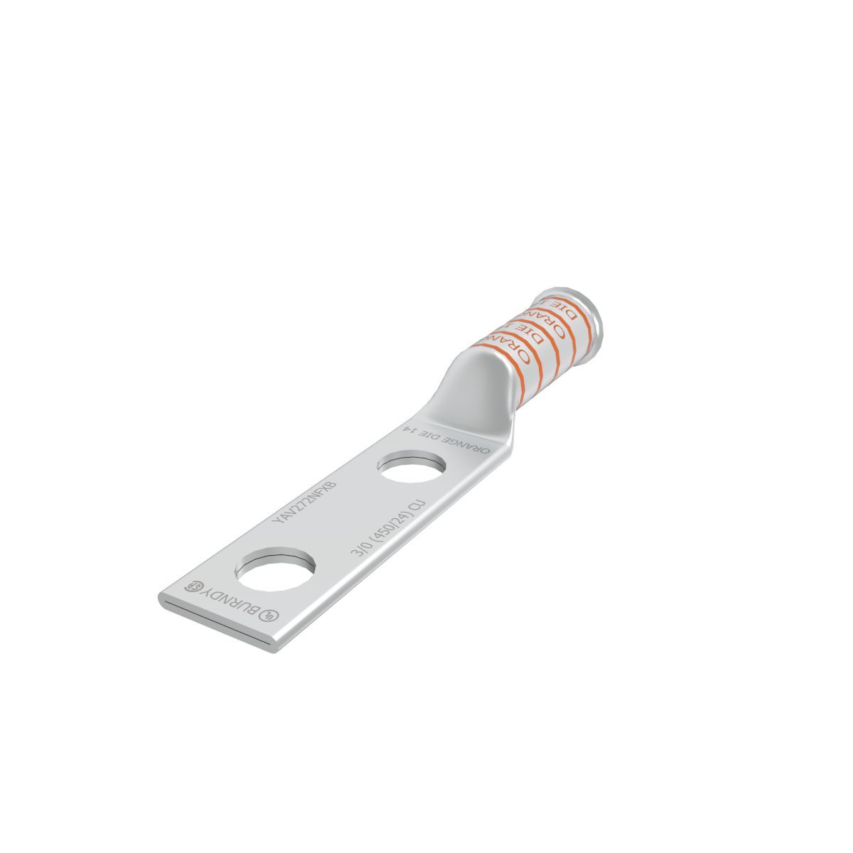 YAV272NFXB YA-2N-FX 2-Hole Compression Lug, 3/0 AWG Flexible/Stranded Copper Conductor, Die Code: 14, 1/2 in Stud, Tin Plated Copper