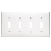 80712-E Standard Size Traditional Wall Plate, 4 Gangs, 8.18 in W x 4.5 in H, Thermoplastic, Black