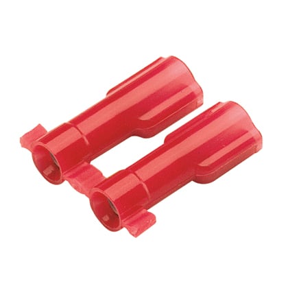 DNG18-250FB-3K Super-Grip Type DNG-FB Reel Female Disconnect, 18 AWG Conductor, 0.25 in W x 0.032 in THK Tab, Butted Seam/Funnel Entry Barrel, Brass, Red, Fully Insulated