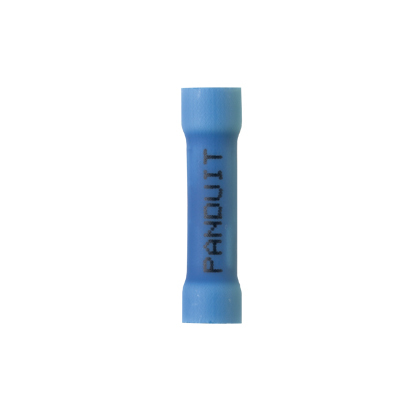 BSV14X-L Pan-Term Expanded Loose Piece Butt Splice, 16 to 14 AWG Conductor, 1.04 in L, Brazed Seam/Expanded Barrel, Copper/Vinyl, Blue