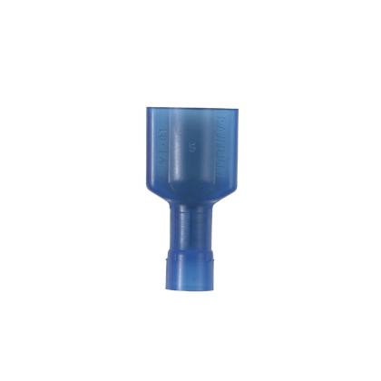 DNF14-250FIM-L Pan-Term DNF-FIM Loose Piece Vibration-Resistant Disconnect, 16 to 14 AWG Conductor, 0.25 in W x 0.032 in THK Tab, Butted Seam/Funnel Entry Barrel, Brass, Blue