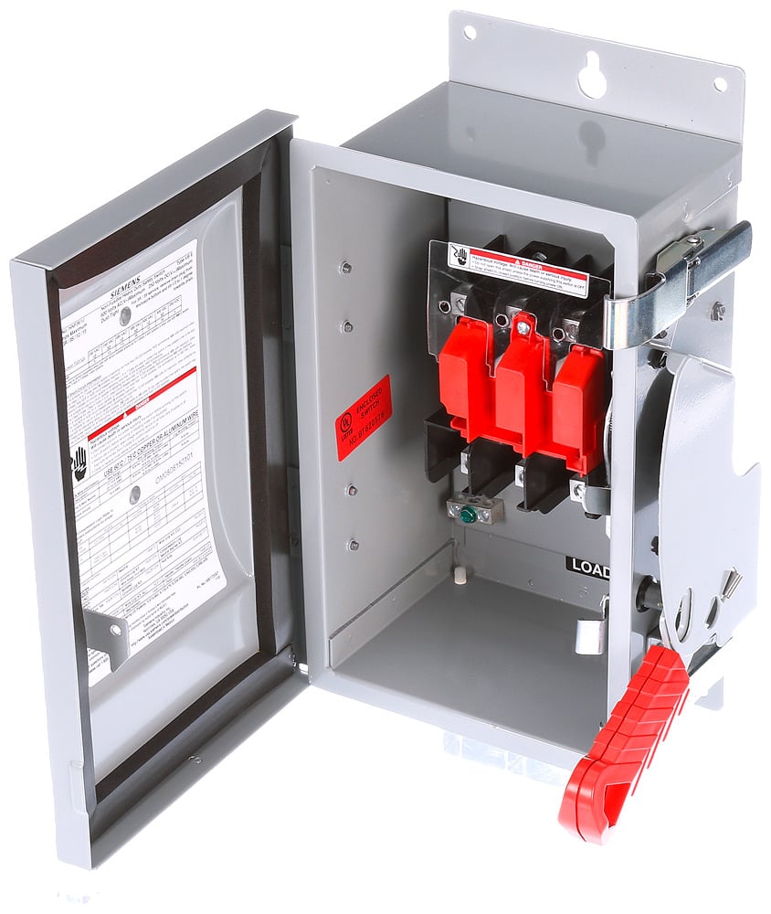 HNF361J Type VBII Enclosed Heavy Duty Low Voltage Non-Fusible Single Throw Safety Switch With Insulation, 600 V AC, 30 A, 30 hp, 3PST Contact, 3 Poles