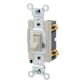 54521-2I Framed Grounding AC Quiet Toggle Switch, 120/277 V AC, 20 A, 800 W, 1000 VA Power Rating