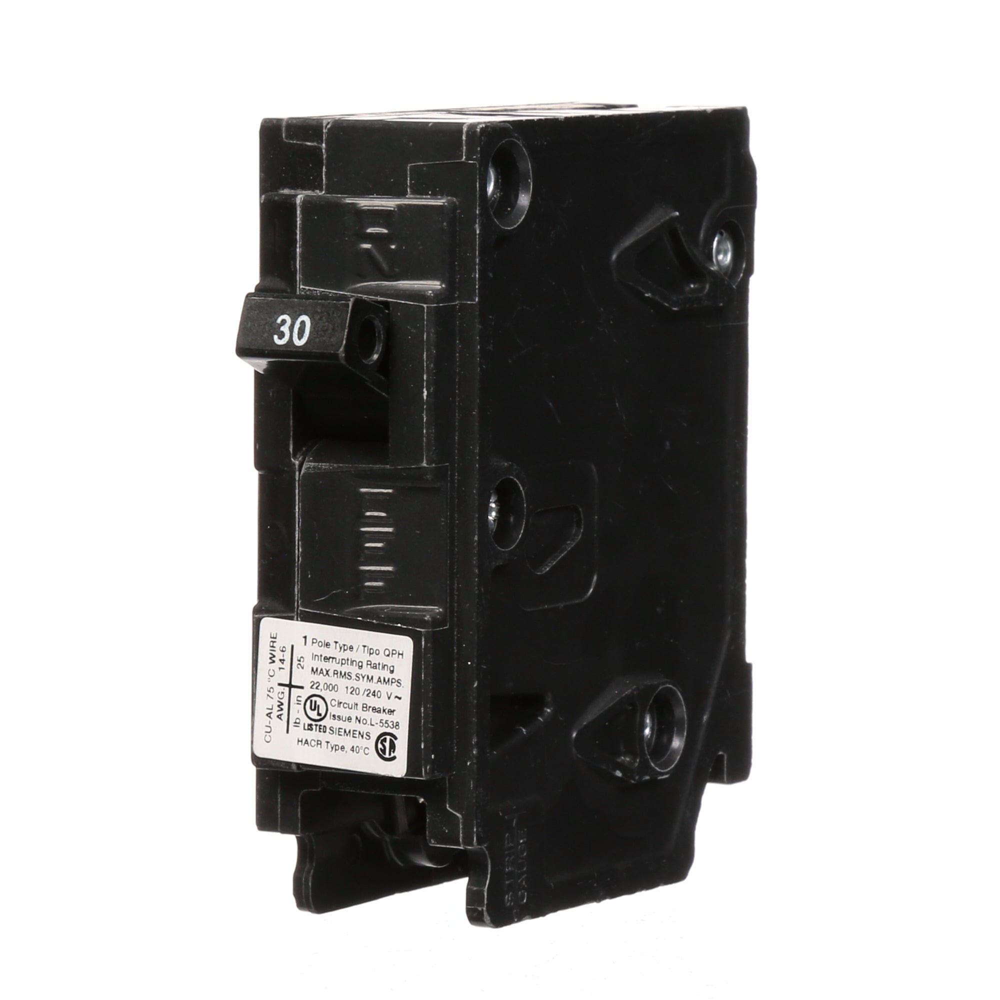 Q130H Low Voltage Miniature Molded Case Circuit Breaker With Insta-Wire, 120 V AC, 30 A, 22 kA Interrupt, 1 Poles, Thermal Magnetic Trip