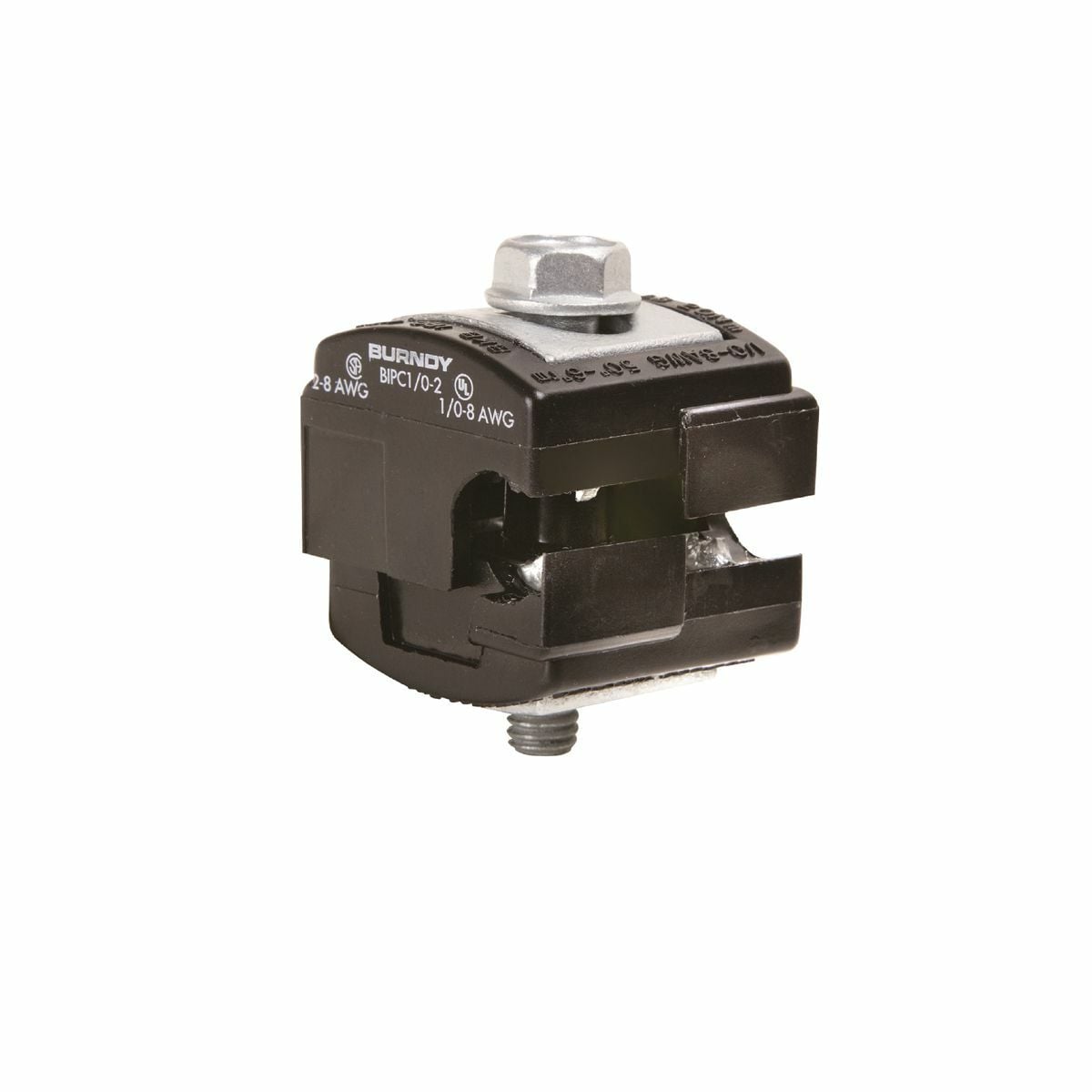 BIPC1/02 Insulation Piercing Connector, 8 to 1/0 AWG Aluminum/Copper Conductor, 5/16 in Bolt, Aluminum