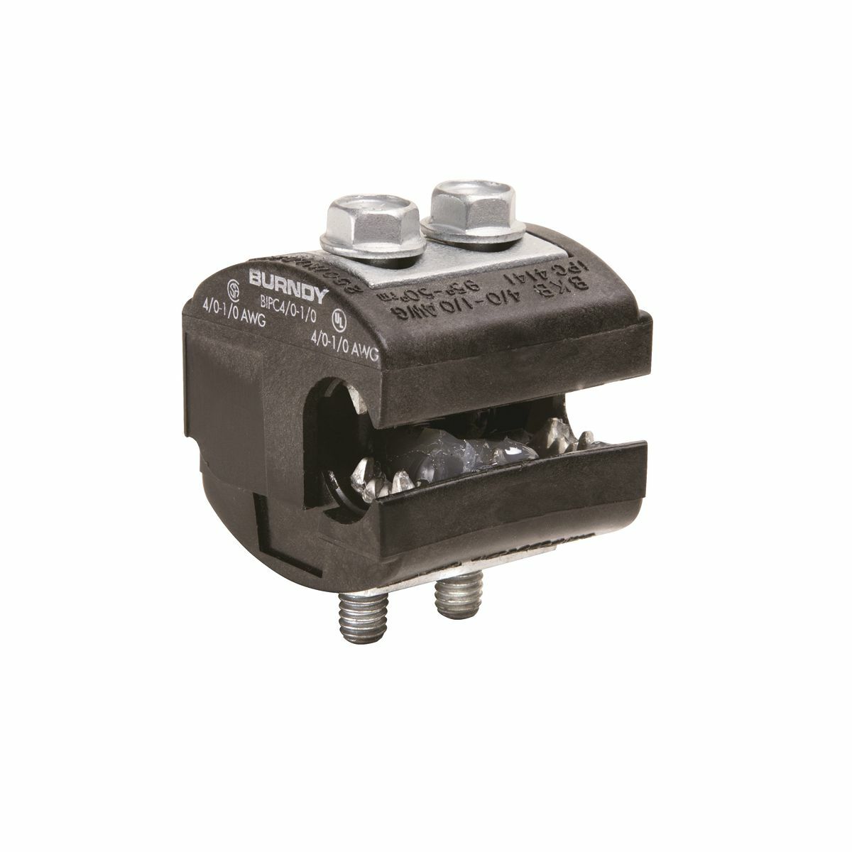 BIPC4/01/0 Insulation Piercing Connector, 1/0 to 4/0 AWG Aluminum/Copper Conductor, 5/16 in Bolt, Aluminum