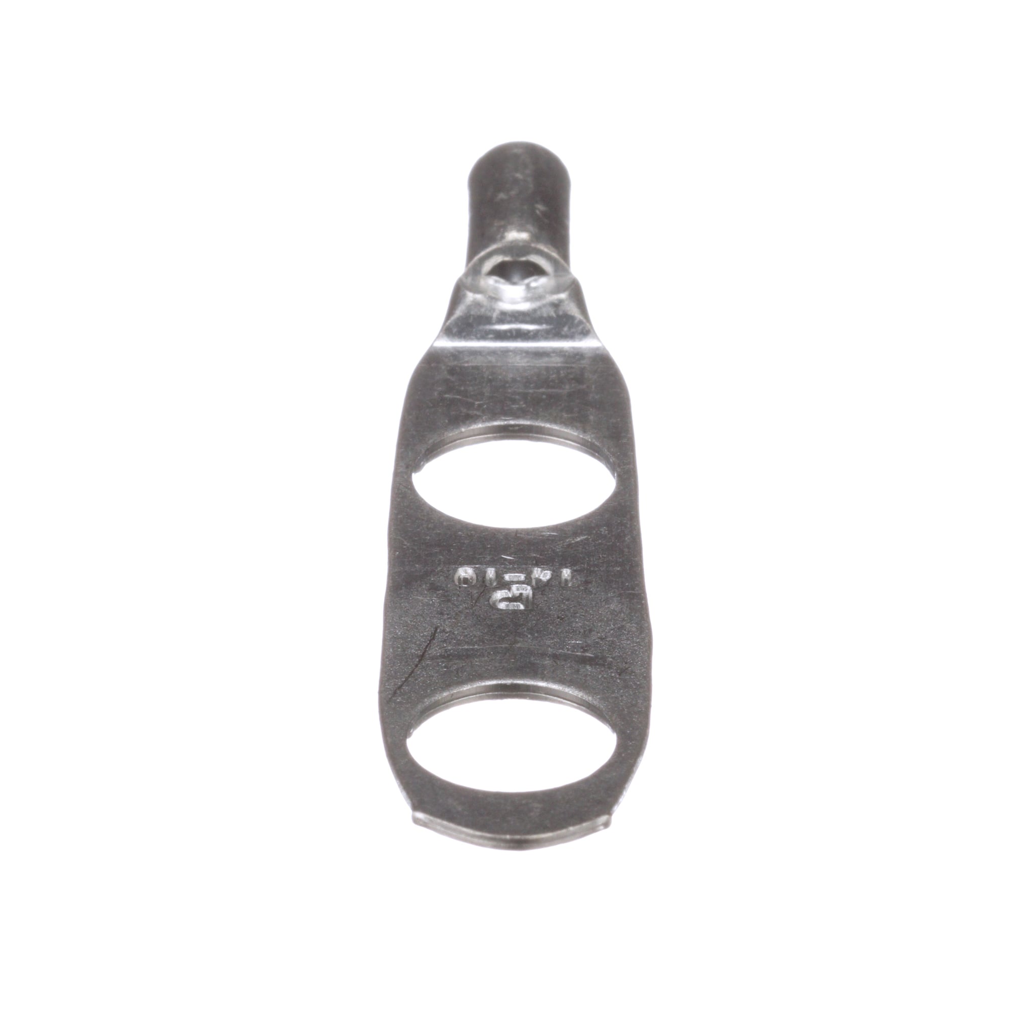 LCD10-38D-L Pan-Lug 2-Hole Compression Lug Connector With Inspection Window, 14 to 10 AWG, 12 to 10 AWG Solid/Stranded Copper Conductor, 3/8 in Stud, Tin Plated Copper
