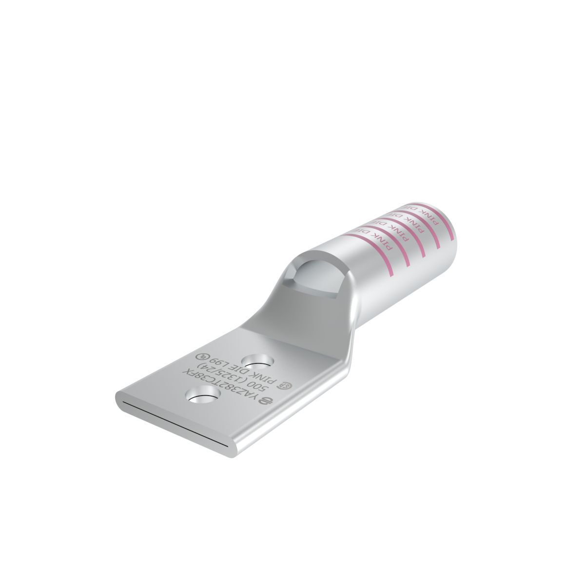YAZ382TC38FX YAZ-2TC-FX 2-Hole Compression Lug With Inspection Window, 535.3 kcmil Flexible Copper Conductor, Die Code: L99, 3/8 in Stud, Tin Plated Copper