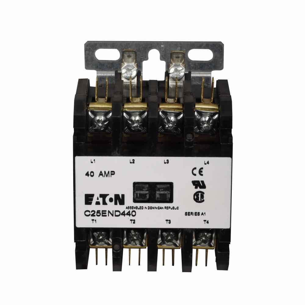C25ENF440T E-Frame Definite Purpose Contactor With Metal Mounting Plate, 24 V AC V Coil, 40/50 A, 4 Poles