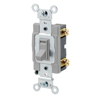 54521-2GY Framed Grounding AC Quiet Toggle Switch, 120/277 V AC, 20 A, 800 W, 1000 VA Power Rating