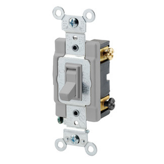 54523-2GY 3-Way Framed Grounding AC Quiet Toggle Switch, 120/277 V AC, 20 A, 800 W, 1000 VA Power Rating