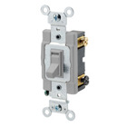 20 Amp, 120/277 Volt, Toggle Framed 3-Way AC Quiet Switch, Commercial Grade, Grounding, Gray
