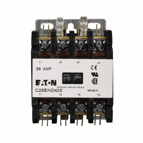 C25END425T E-Frame Definite Purpose Contactor With Metal Mounting Plate, 24 V AC V Coil, 25/35 A, 4 Poles