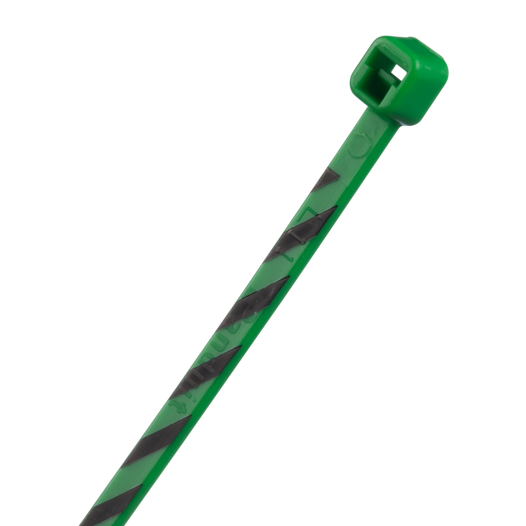 PLT1M-L5-0 Pan-Ty PLT Cross Section Miniature Striped Cable Tie, 4 in L x 0.18 in W x 0.05 in THK, Nylon 6.6