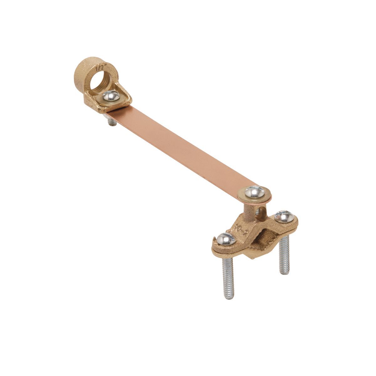 C11CSH1 Ground Clamp With Copper Strap, 10 to 6 AWG Conductor, Cast Bronze