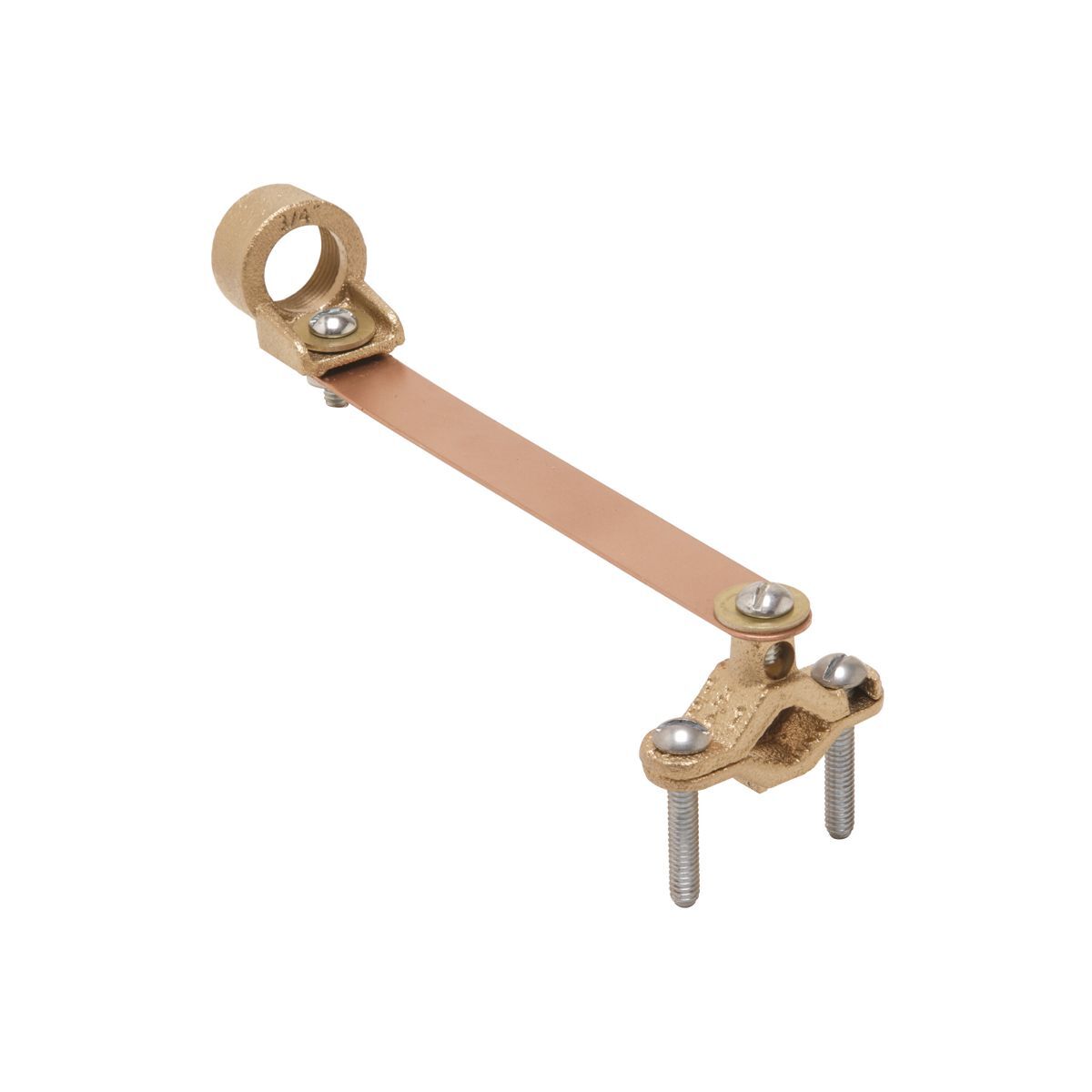 C11CSH2 Ground Clamp With Copper Strap, 6 to 4/0 AWG Conductor, Cast Bronze