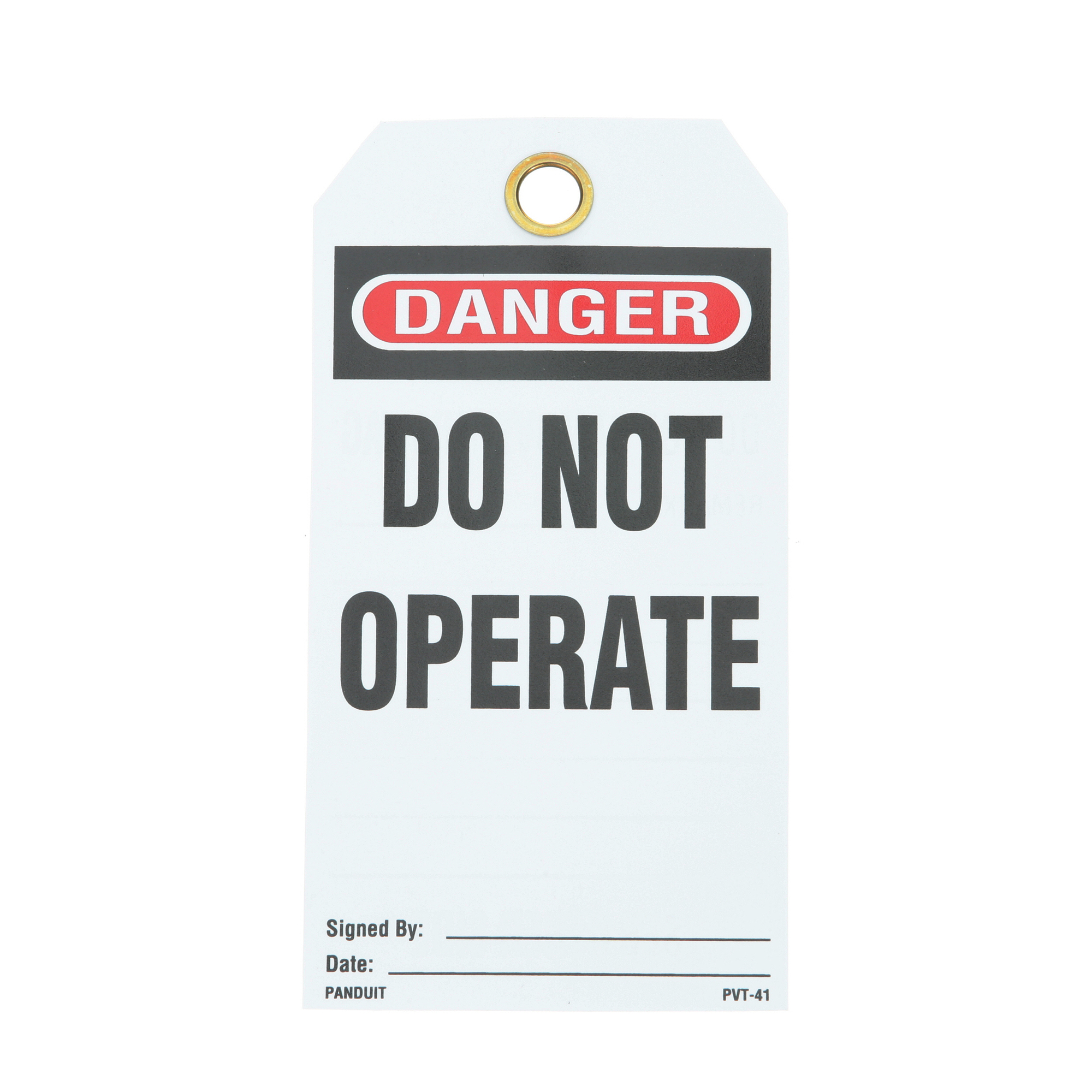 PVT-41 Write-On Identification Tag, 5-3/4 in H x 3 in W, Black/Red/White, 0.38 in Hole, Vinyl