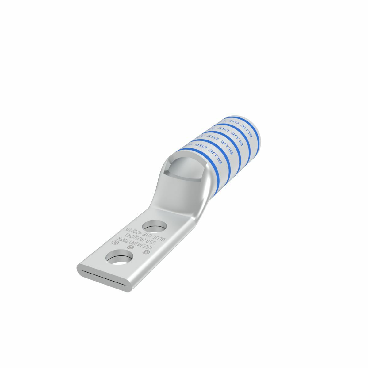 YAZ342NT38FX YAZ-2-NTFX 2-Hole Compression Lug With Inspection Window, 373.7 kcmil Flexible Copper Conductor, Die Code: 19, 3/8 in Stud, Copper