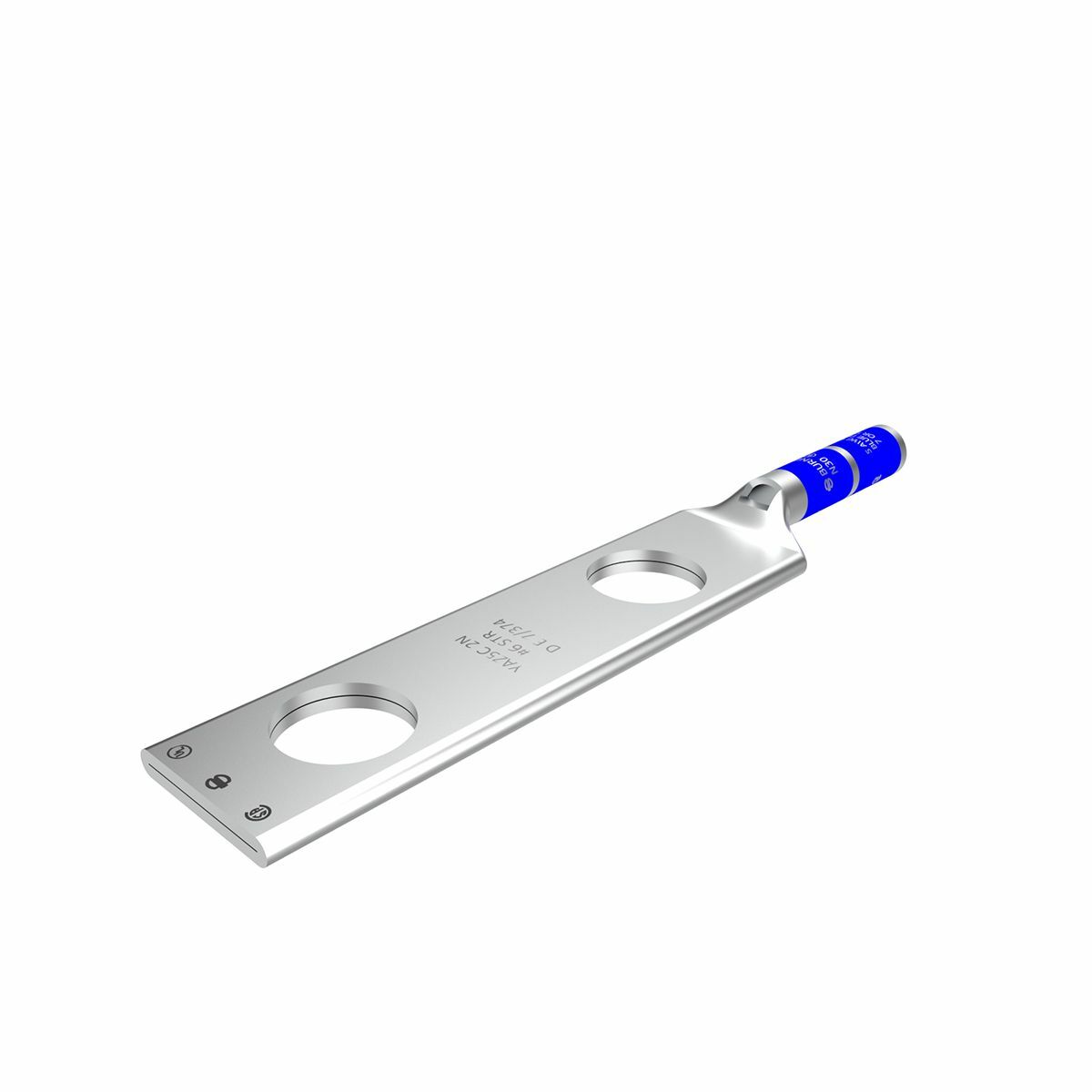 YAZ2C2N YAZ-2N 2-Hole Compression Lug With Inspection Window, 2 AWG Stranded Copper Conductor, Die Code: 10, 1/2 in Stud, Tin Plated Copper