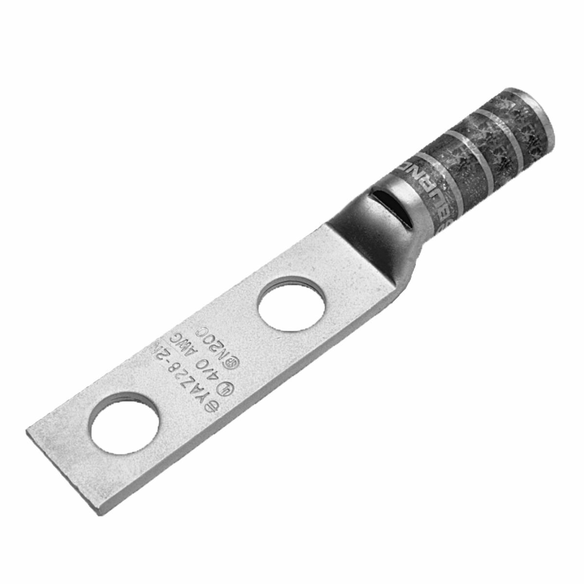 YAZ392NNT YAZ-2N 2-Hole Compression Lug With Inspection Window, 750 kcmil Stranded Copper Conductor, Die Code: 24, 1/2 in Stud, Copper