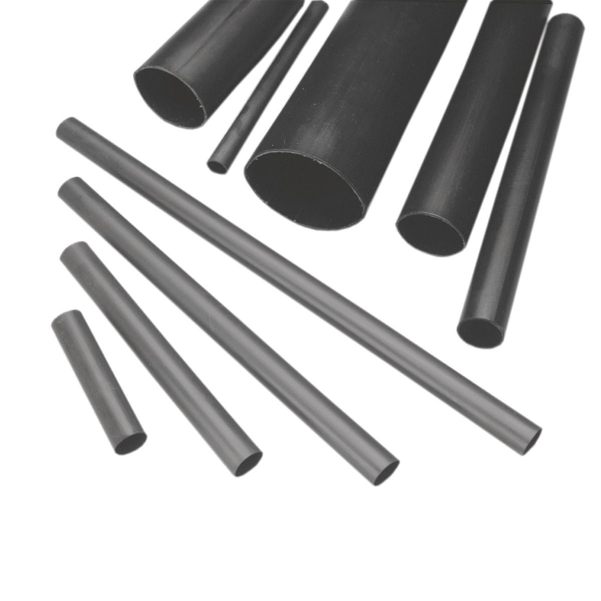HSB110H48PF5 Type HS-H-PF Fire Retardant Heat Shrink Tubing, 1.1 in ID Expanded, 0.4 in ID Recovered, 0.12 in THK Wall Recovered, 4 ft L, Polyolefin, Black