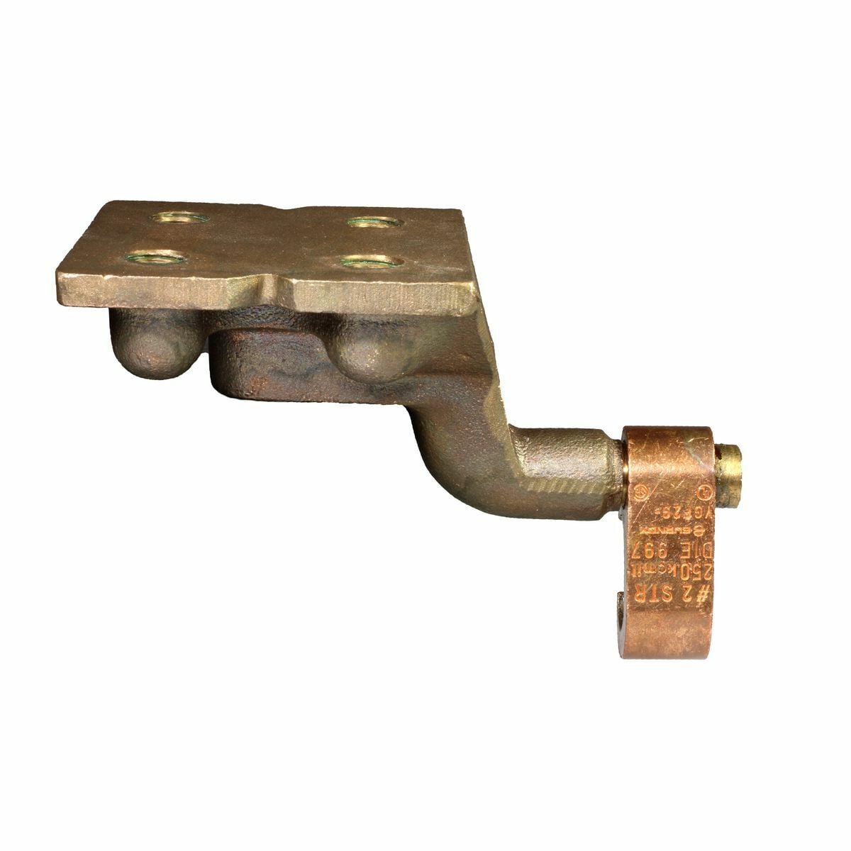 YGF294N Type YGF Compression Grounding Plate, 2 AWG to 250 kcmil Cable, 3-1/4 in H x 3-1/4 in W Plate, 1/2 in Plate Hole, Copper