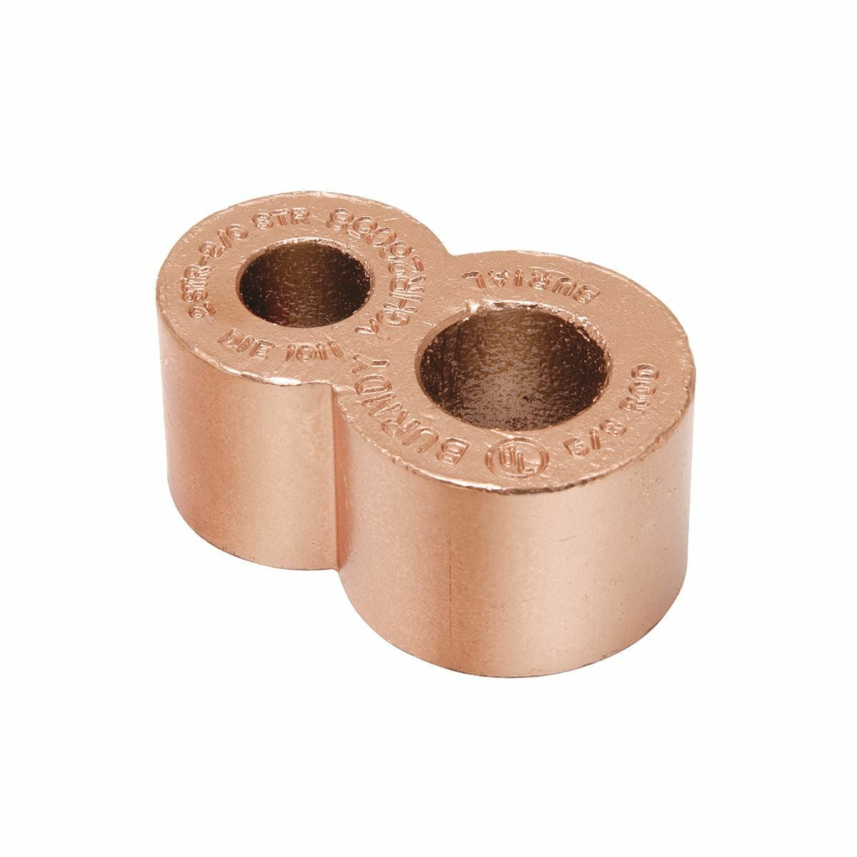 YGHR26C58 Type YGHR-C High Strength Irreversible Compression Connector, 2 to 2/0 AWG Max Run/Tap, 5/8 in Rod, Figure 8 Shape, Copper
