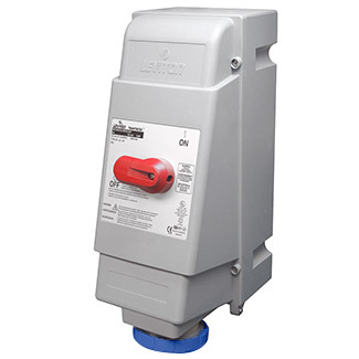 360MF6W Powerswitch Fused Watertight Pin and Sleeve Mechanical Interlock, 240 V AC, 60 A, 2 Poles, 3 Wires