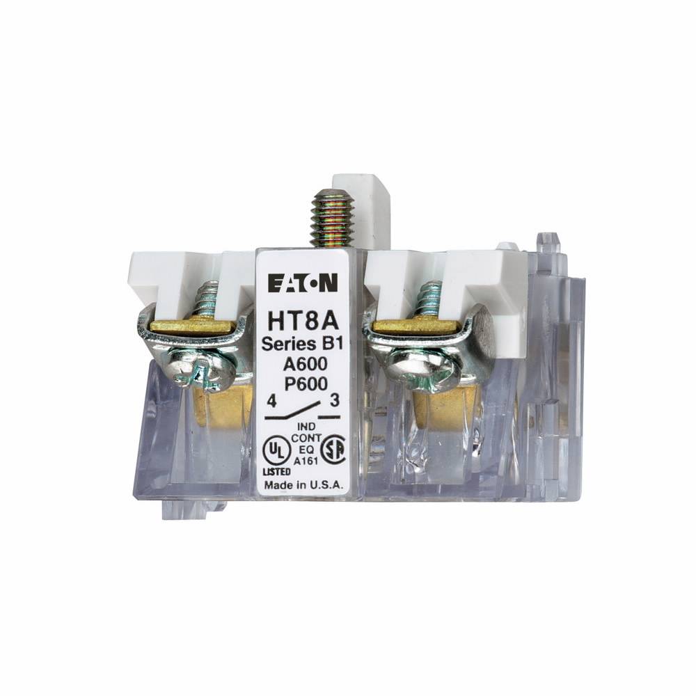 HT8A HT800 Oil/Watertight Contact Block, 30.5 mm, 1NO Contact, 12 A at 600 V AC Contact, Gold Plated Contact, Momentary Action, White