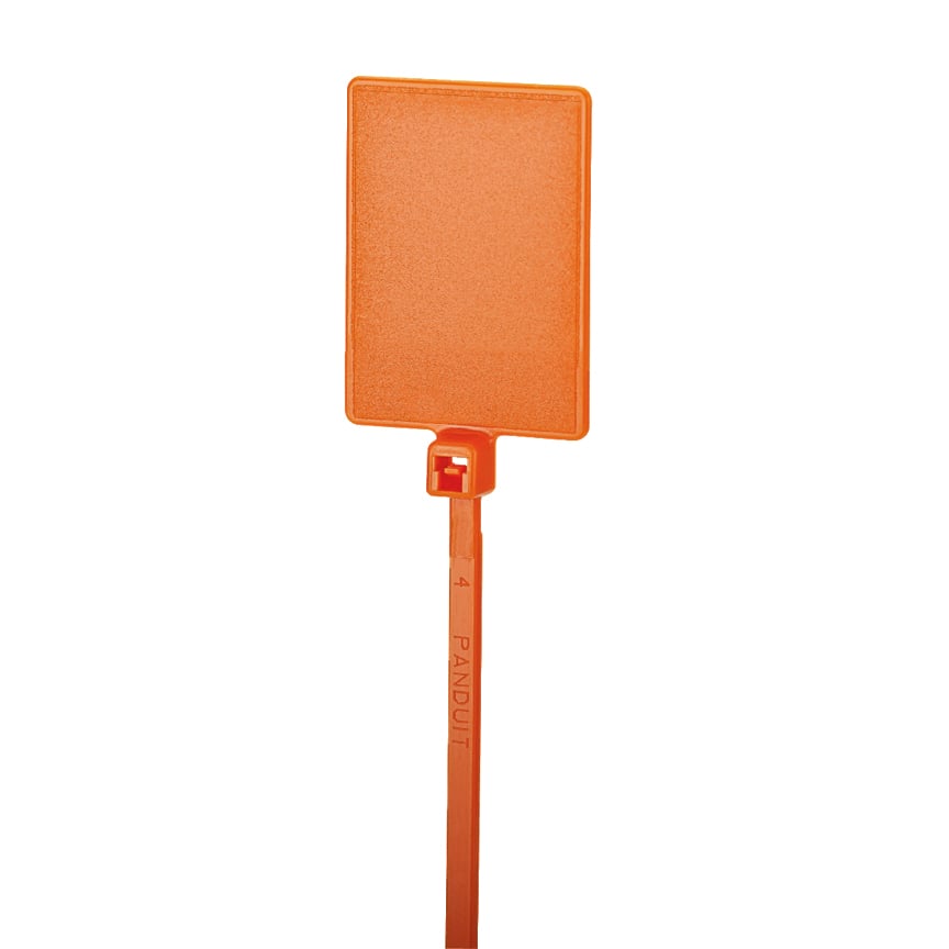 PLF1MA-C3 Pan-Ty PLF Cross Section Flag Miniature Marker Cable Tie, 5.1 in L x 0.1 in W x 0.05 in THK, Orange, Nylon 6.6