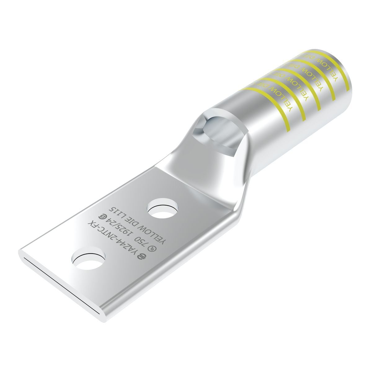 YAZ442NTCFX 2-Hole Compression Terminal Inspection Window With Inspection Window, 24 AWG to 750 kcmil, Die Code: L115, 1/2 in Stud, Tin Plated Copper