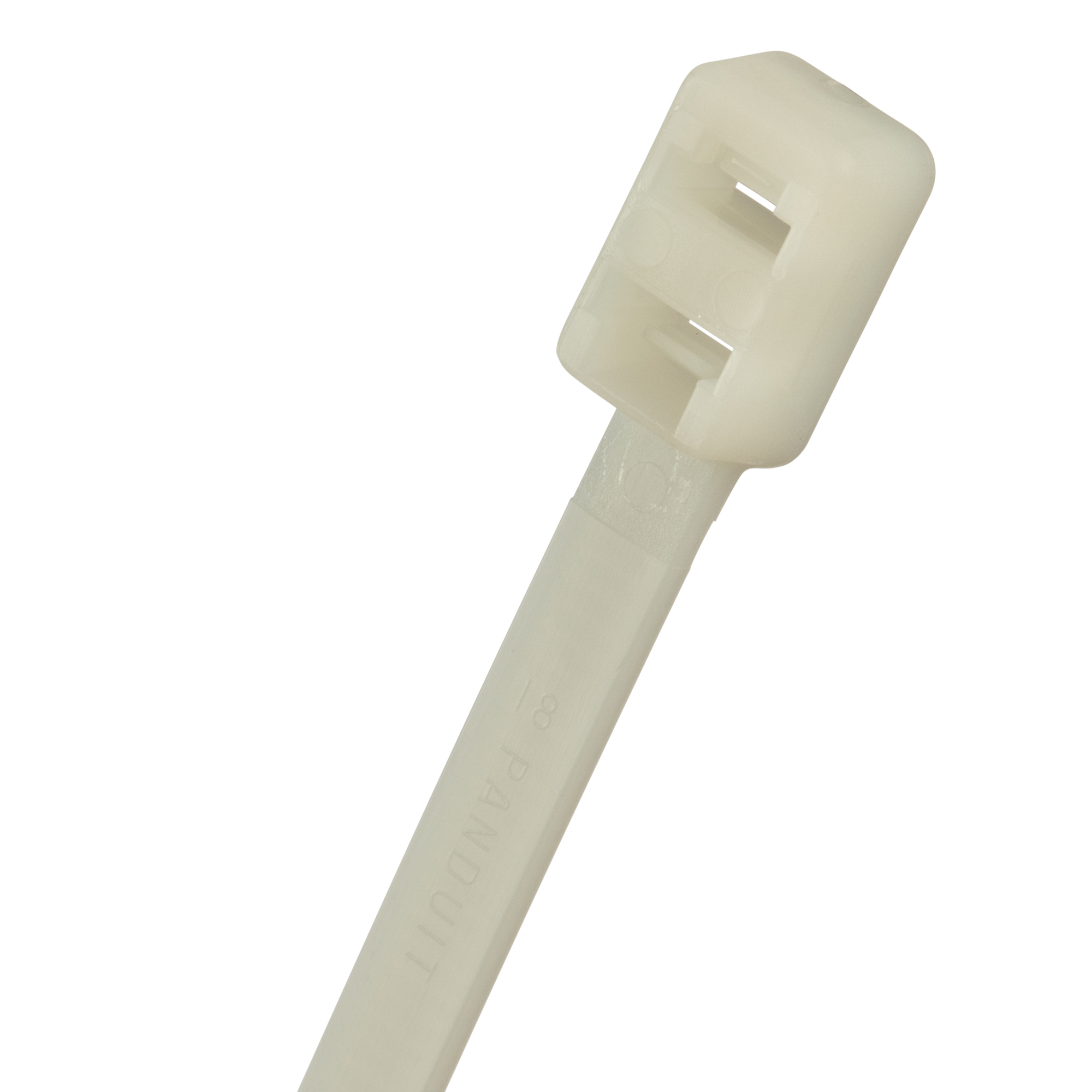 PLB2S-C Pan-Ty PLB Cross Section Double Loop Cable Tie, 7.6 in L x 0.19 in W x 0.05 in THK, Nylon 6.6