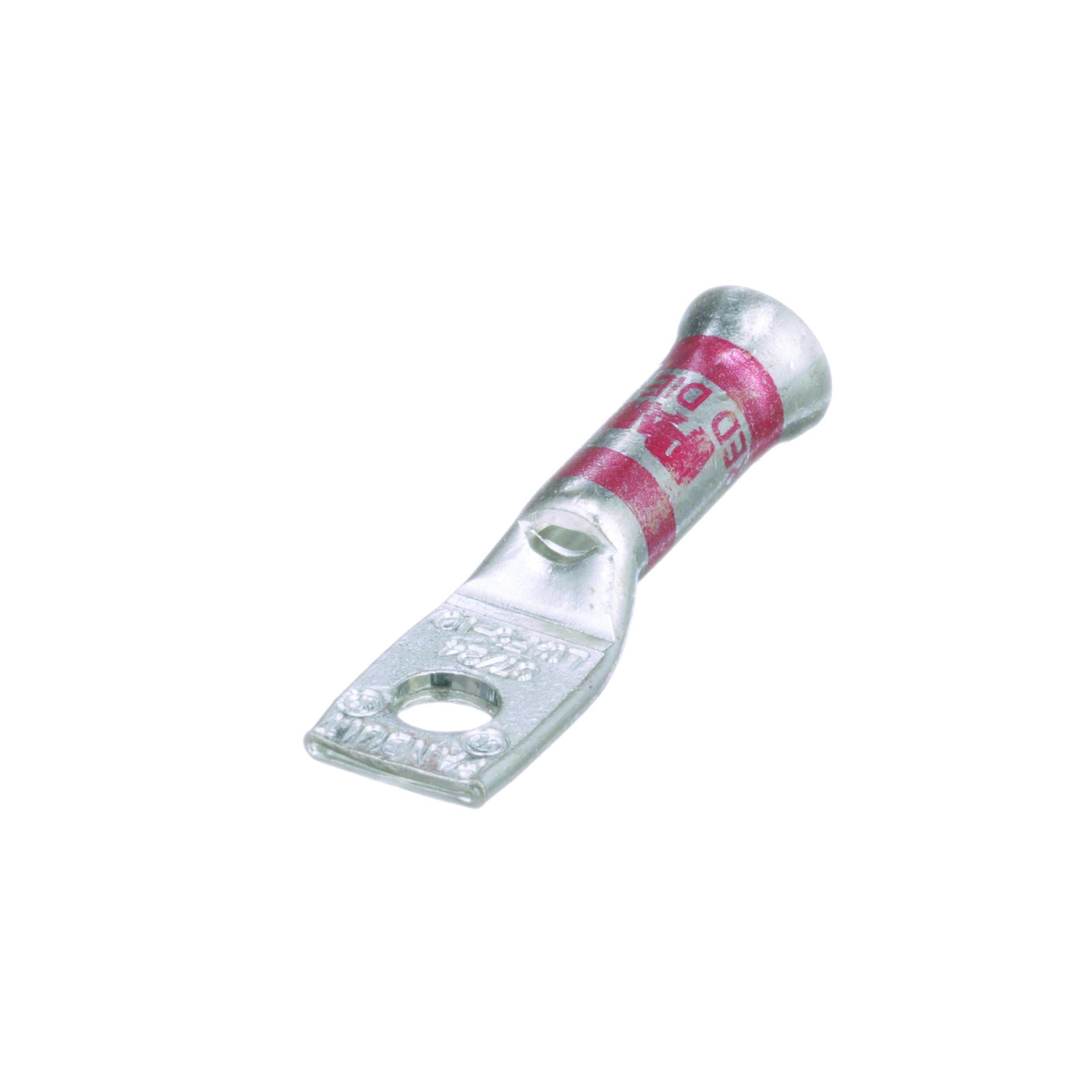 LCAF8-10-L 1-Hole Compression Connector Lug, 8 AWG Extra-Flexible/Flexible Copper Conductor, Die Code: P21, 0.19 in Stud, Tin Plated Copper