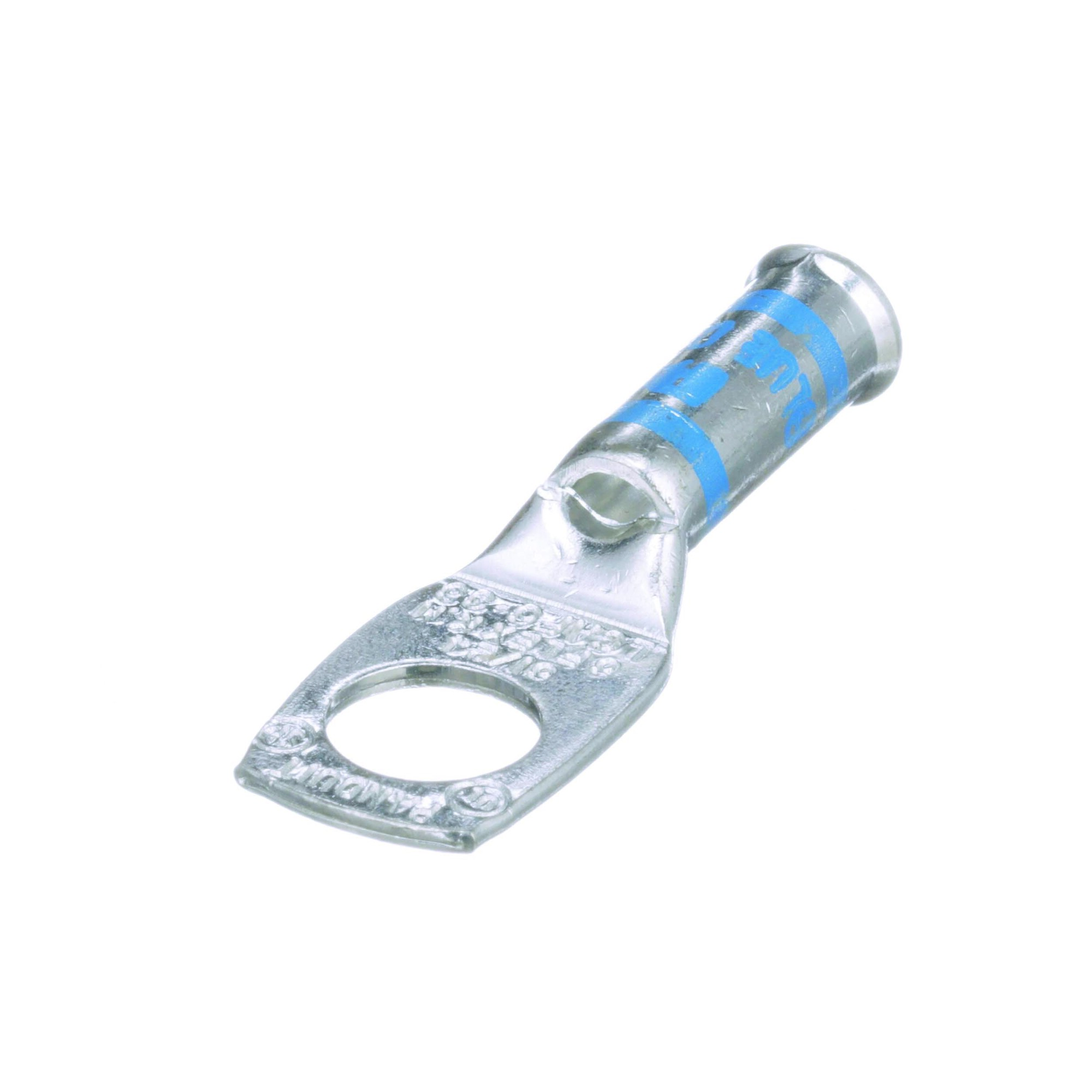 LCAF6-38-L Pan-Lug 1-Hole Compression Connector Lug, 6 AWG Flexible Copper Conductor, Die Code: P24, 3/8 in Stud, Tin Plated Copper