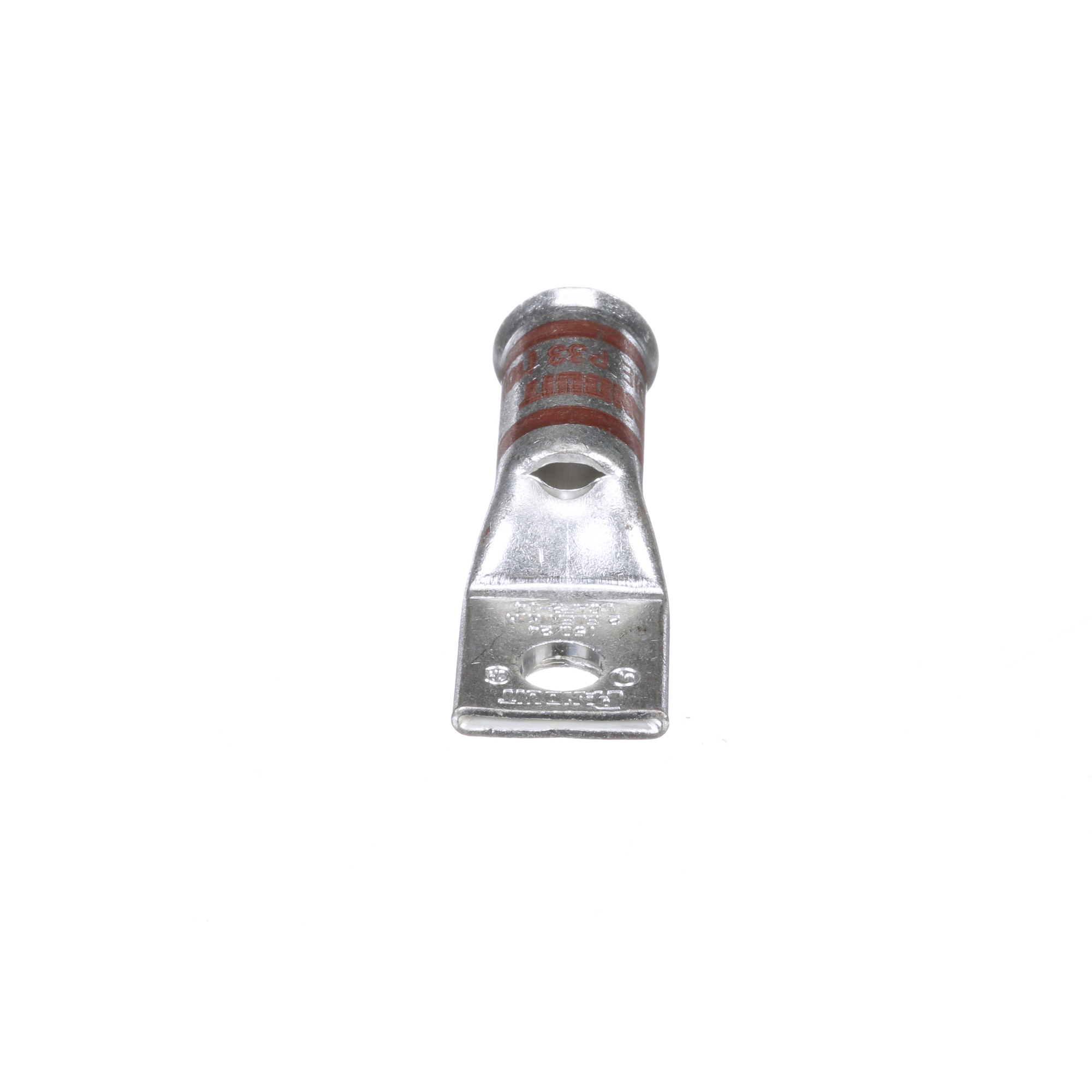 LCAF2-14-E 1-Hole Compression Connector Lug, 2 AWG Flexible Copper Conductor, Die Code: P33, 42.826 in Stud, Tin Plated Copper